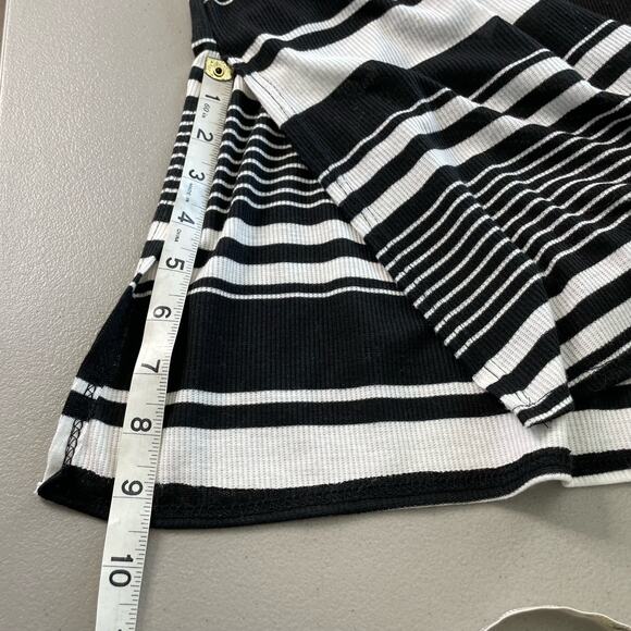 Olivia Rae Cardigan Sweater Open Front Waffle‎ Knit Striped Black White Large - Picture 11 of 12